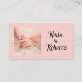 Carte de visite Manucureuse QR Code Rose Pâle Phot (Devant)