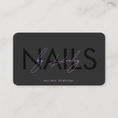 Carte De Visite Manucureuse Technicienne Ongles Violette Noire Art (Devant)