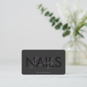 Carte De Visite Manucureuse Technicienne Ongles Violette Noire Art (Debout devant)