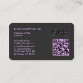 Carte De Visite Manucureuse Technicienne Ongles Violette Noire Art (Dos)