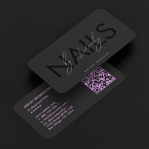 Carte De Visite Manucureuse Technicienne Ongles Violette Noire Art
