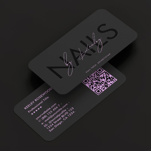 Carte De Visite Manucureuse Technicienne Ongles Violette Noire Art