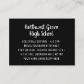 Carte De Visite Manuscrit audacieux moderne de nom de diplômé de (Dos)