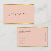 Carte De Visite Manuscrit cursif moderne de rose et de main d'or (Devant / Derrière)