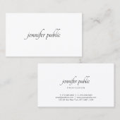 Carte De Visite Manuscrit élégant de modèle simple moderne (Devant / Derrière)