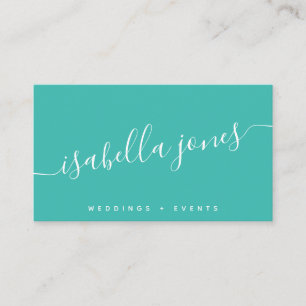 Carte De Visite Manuscrit luxe professionnel turquoise lumineux