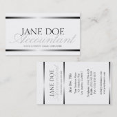 Carte De Visite Manuscrit métallique argenté de CPA de comptable (Devant / Derrière)