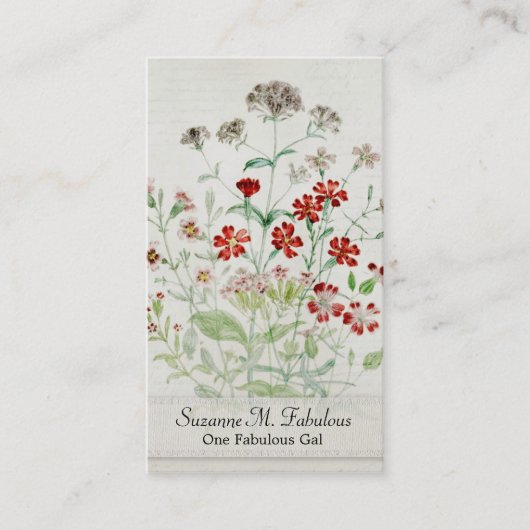 Carte De Visite Manuscrit peint de cru de bouquet de fleur de (Devant)