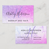 Carte De Visite Manuscrit rose pourpre de parties scintillantes de (Devant / Derrière)