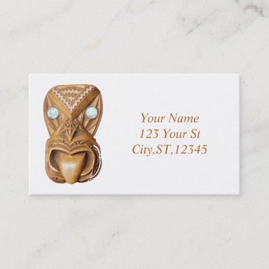 Carte De Visite Maori sculptée Tiki Face Thunder_Cove (Devant)