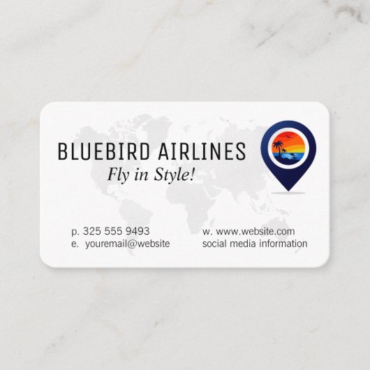 Carte De Visite Map of the World | Tropical Island (Devant)