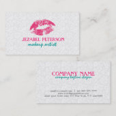 Carte De Visite Maquillage à damas florales blanches (Devant / Derrière)