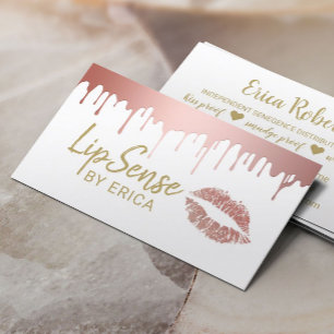 Carte De Visite Maquillage à goutte d'or Rose Lipsense Distributo