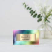 Carte De Visite Maquillage Affilié Marketing Holographique Arc-en- (Debout devant)