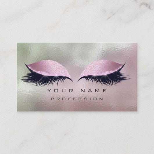 Carte De Visite Maquillage Argent Mint Verre Rose Yeux Lashes Part (Devant)