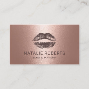 Carte De Visite Maquillage Artist Lips Rose Gold Salon