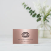 Carte De Visite Maquillage Artist Lips Rose Gold Salon (Debout devant)