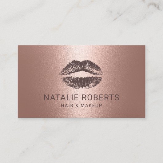 Carte De Visite Maquillage Artist Lips Rose Gold Salon (Devant)