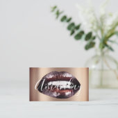 Carte De Visite Maquillage Artist Studio Lèvres Brown Logo Code QR (Debout devant)