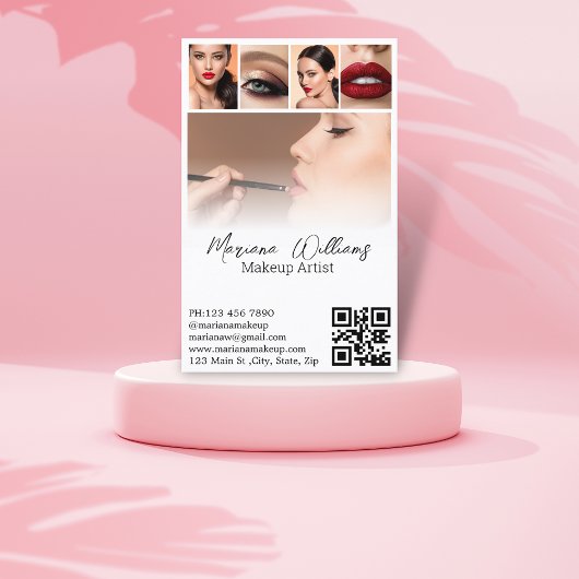 Carte De Visite maquillage artiste 5 photos collage code qr tendan