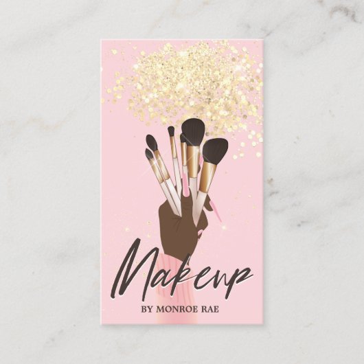 Carte De Visite Maquillage Artiste Beauté Salon Glam Pink Gold par (Devant)