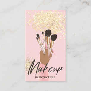 Carte De Visite Maquillage Artiste Beauté Salon Glam Rose et Gold
