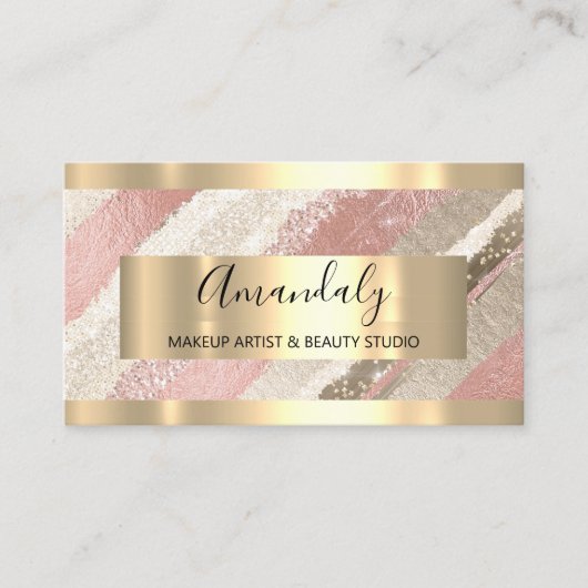 Carte De Visite Maquillage Artiste Blogueur Influencer Rose Gold e (Devant)