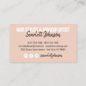Carte De Visite Maquillage artiste cheveux photo en gras script ro (Dos)