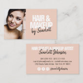 Carte De Visite Maquillage artiste cheveux photo en gras script ro (Devant / Derrière)