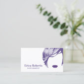 Carte De Visite Maquillage Artiste Cheveux Styliste Élégant Violet (Debout devant)