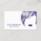 Carte De Visite Maquillage Artiste Cheveux Styliste Élégant Violet (Devant)