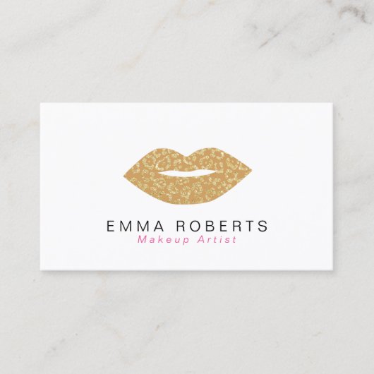 Carte De Visite Maquillage Artiste Chic Or Empreinte de léopard Li (Devant)