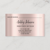 Carte De Visite Maquillage Artiste Coiffeur Lashes Rose Rose Lux (Dos)