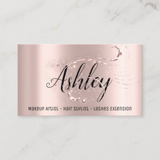 Carte De Visite Maquillage Artiste Coiffeur Lashes Rose Rose Lux (Devant)