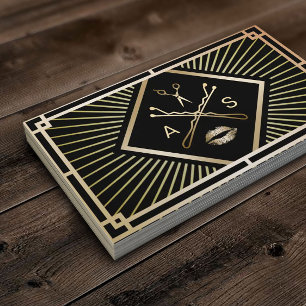 Carte De Visite Maquillage Artiste & Coiffeur Styliste Or Art Déco