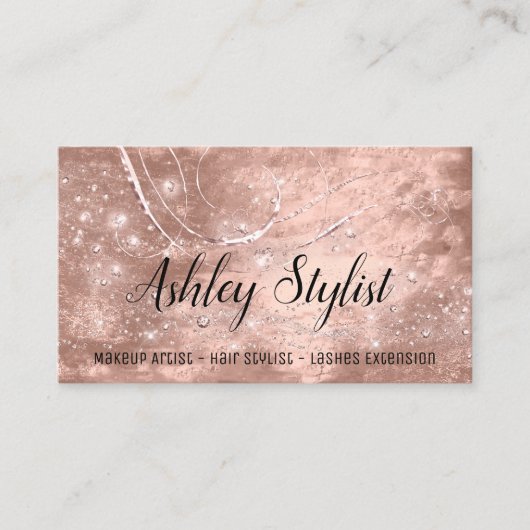 Carte De Visite Maquillage Artiste Coiffure Salon Lash Rose Peau M (Devant)