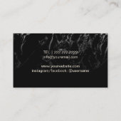 Carte De Visite Maquillage Artiste Coiffure Stylo Marbre Noir Mode (Dos)
