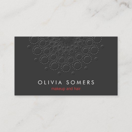 Carte De Visite Maquillage Artiste Cool Faux Noir Embossé (Devant)