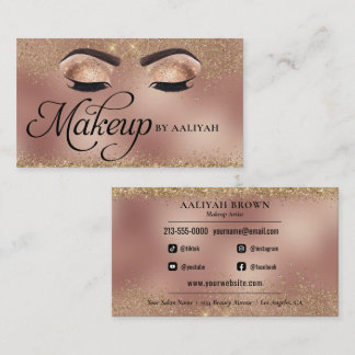 Carte De Visite Maquillage Artiste Cuivre Or Glam Beauté Salon