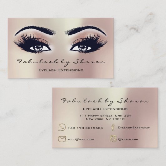 Carte De Visite Maquillage Artiste Eyebross Lashes Extension Peach (Devant / Derrière)