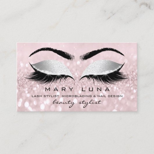 Carte De Visite Maquillage Artiste Eyebrosses Lashes Rose Grey Soc (Devant)