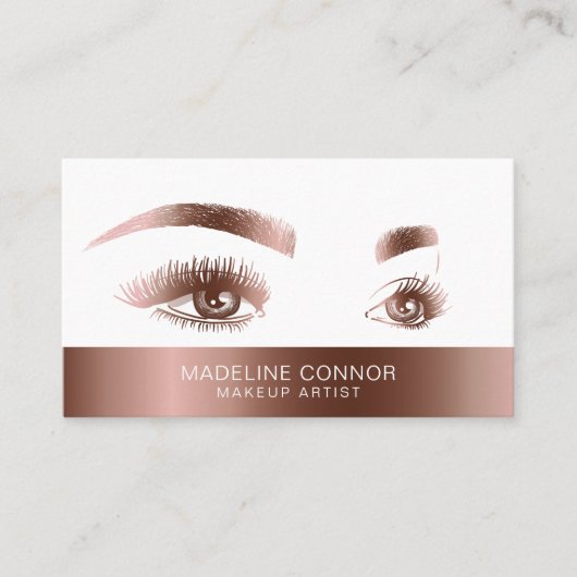 Carte De Visite Maquillage Artiste Eyebrow Eyes Lashes Rose Gold (Devant)