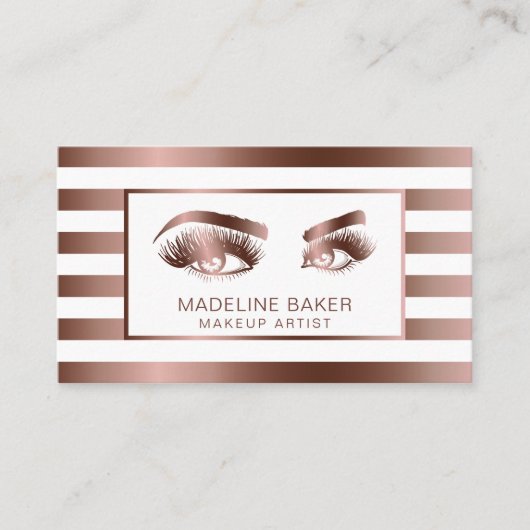 Carte De Visite Maquillage Artiste Eyebrow Eyes Lashes Rose Gold (Devant)