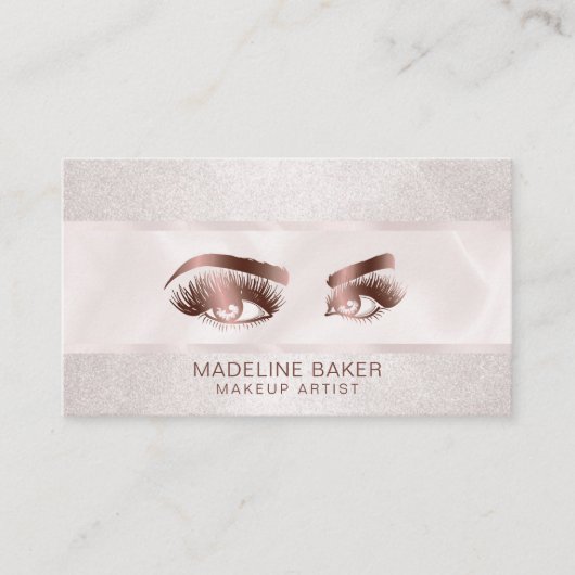 Carte De Visite Maquillage Artiste Eyebrow Eyes Lashes Rose Gold (Devant)