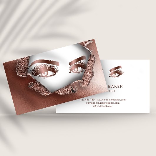 Carte De Visite Maquillage Artiste Eyebrow Eyes Lashes Rose Gold