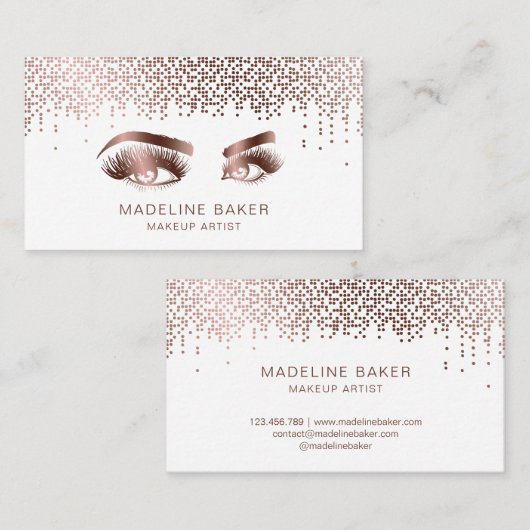 Carte De Visite Maquillage Artiste Eyebrow Eyes Lashes Rose Gold (Devant / Derrière)