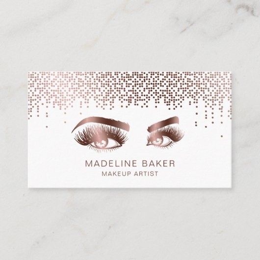Carte De Visite Maquillage Artiste Eyebrow Eyes Lashes Rose Gold (Devant)