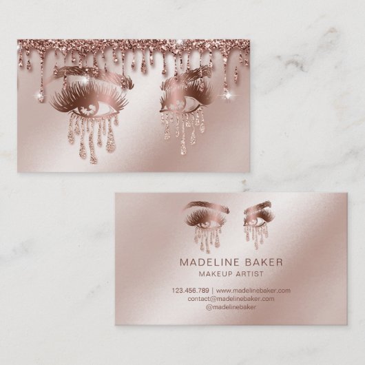 Carte De Visite Maquillage Artiste Eyebrow Eyes Lashes Rose Gold (Devant / Derrière)