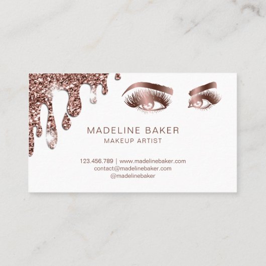 Carte De Visite Maquillage Artiste Eyebrow Eyes Lashes Rose Gold (Dos)