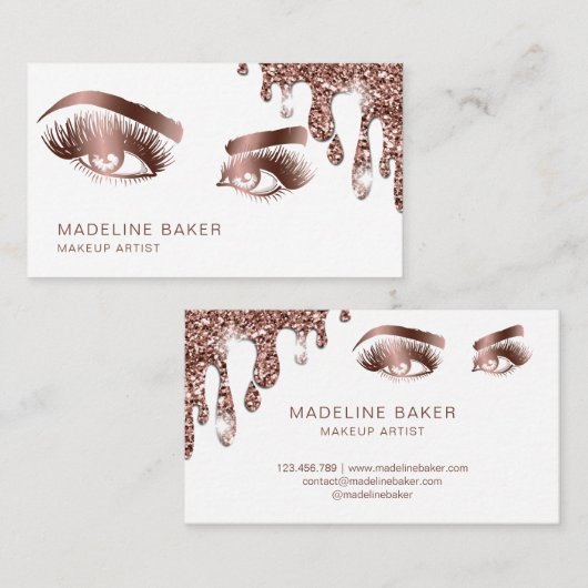 Carte De Visite Maquillage Artiste Eyebrow Eyes Lashes Rose Gold (Devant / Derrière)